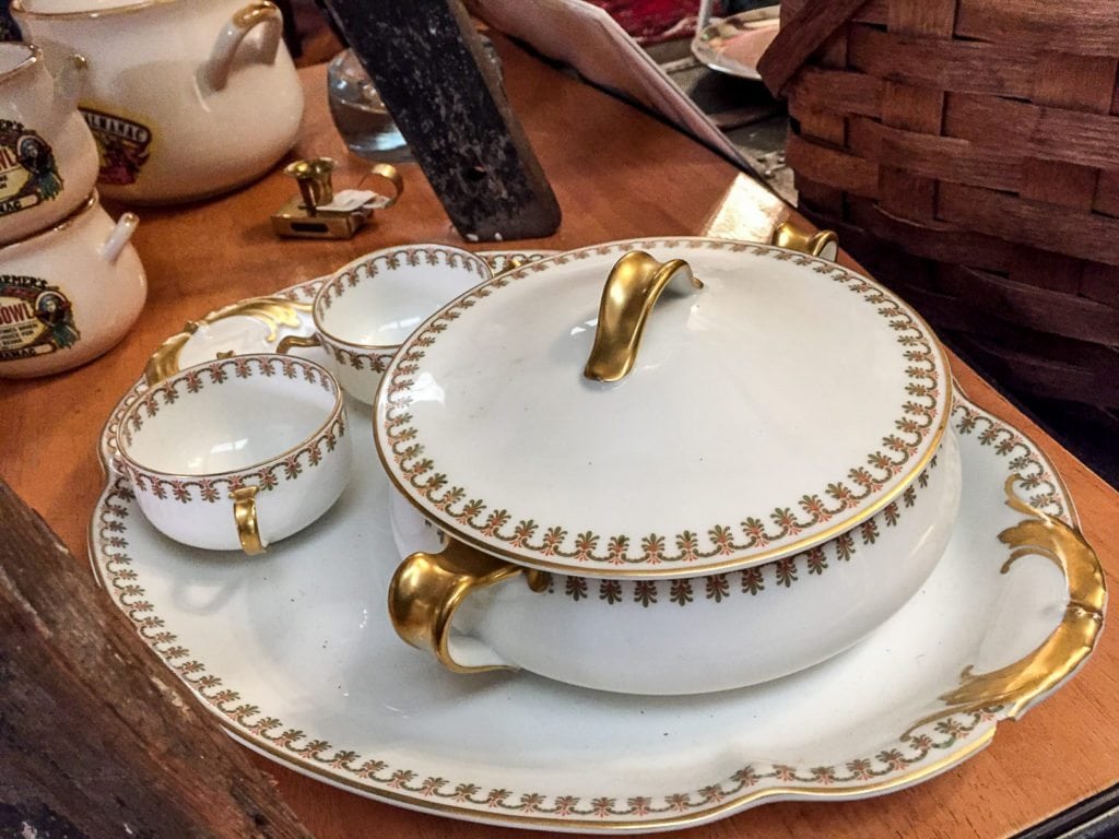 Haviland Limoges China • Haviland Limoges white & gold china pattern a 4 piece set. David Haviland, a retailer - NYC, started a factory in Limoges, France in 1842 to manufacture china for the American market. This is one of his patterns he created. A truly beautiful china pattern.