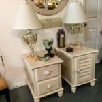 Beautiful Off White Side Tables • Table w/2 drawers measures 24"x28"x23". The Lamps came from the same household and coordinate well. All are in excellent used condition.
**Please nite that the table with the door has been sold-all other items available.**
Come see in person!