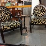 Zebra Print Chairs • Great statement chairs perfect in an entryway or as extra seating in dining or living space. Very comfortable.
Seats measure a very generous 26"x21".