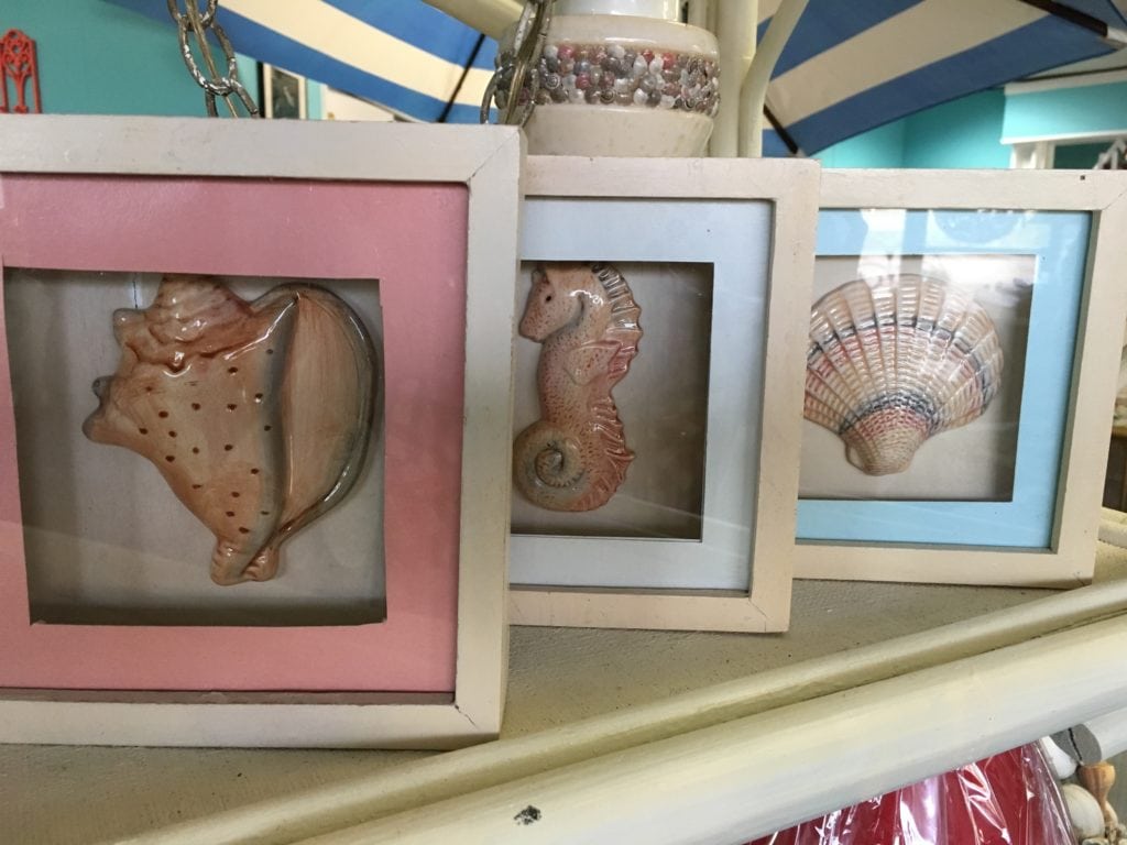 Coastal Shadow Boxes • Set of three coastal shadowboxes add a little color and interest anywhere. Perfect for a bathroom, sun porch or even a nursery.