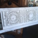 Antique Chalk Paint Headboard • Queen size vintage headboard in a white chalk paint with heavy distressing. Extremely ornate and unique headboard that is quite the statement piece!