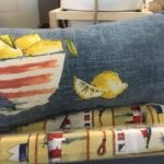 Outdoor Accent Pillow • Canvas outdoor pillow with whimsical lemons in a bowl adds a pop of color to any space, indoor or out!