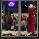 Display window • Beautiful red evening gown. For sale January 1, 2018