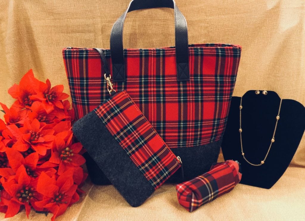 Plaid Purse • Plaid Purse With Wallet & Umbrella