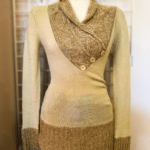 Beautful Calvin Klein Sweater • Beautiful two toned, tan sweater with stylish cuffs. V-neckline with 3 button accent.  Would look great paired with dark jeans and boots.