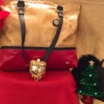 Saks handbag • Saks tan, red, & black shoulder bag