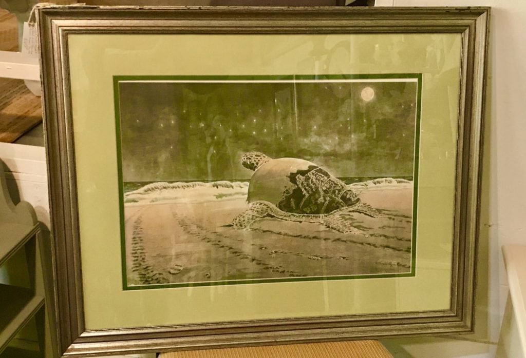 Signed & Numbered print • Fabulous print by artist Robert Mason Combs is entitled "Loggerhead". Signed  & numbered by the artist, comes with original envelope on which there is a narrative about the history of the artwork & of Loggerheads. Double matted and beautifully  framed!