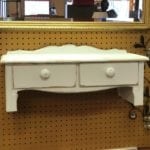 White Distressed Shelf • Redone white & lightly distressed. Would look awesome in a kitchen, living room or even bathroom. Put little feet in to also go on top of something.