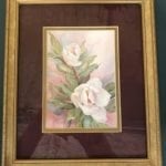 Magnolia flower print • We love magnolias! This gorgeous print is double matted in gold and cranberry and sits in a 10x12 gold frame. This lovely piece will add sweet southern charm to any decor! Come see it in person to appreciate its beauty!