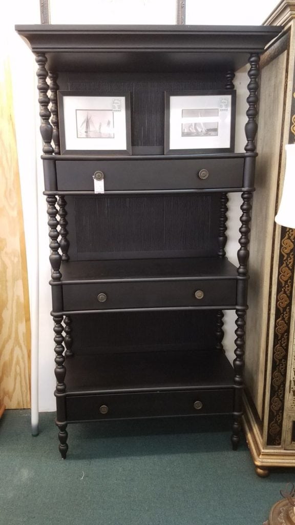 Black bookcase w/drawers •