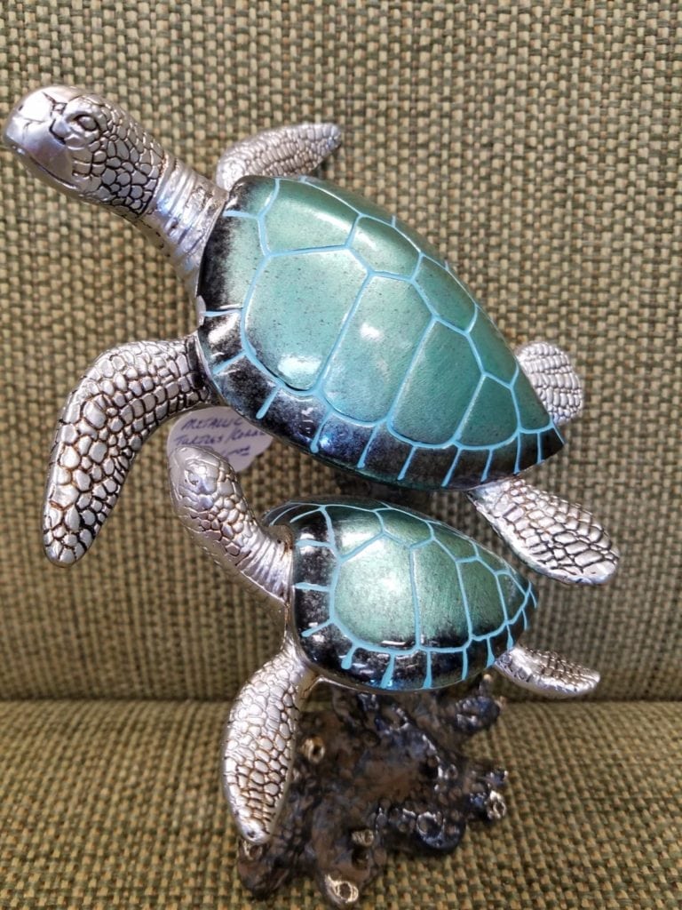 Turtles on coral • This resin statue of 2 turtles has beaitiful colors that you can use anywhere in your home.