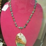 Abalone shell necklace • This beautifully handcrafted abalone shell necklace it strung with semi-precious stones. It is a set and includes marching earrings. Bob has many other sets here for you to see, a color for every outfit.