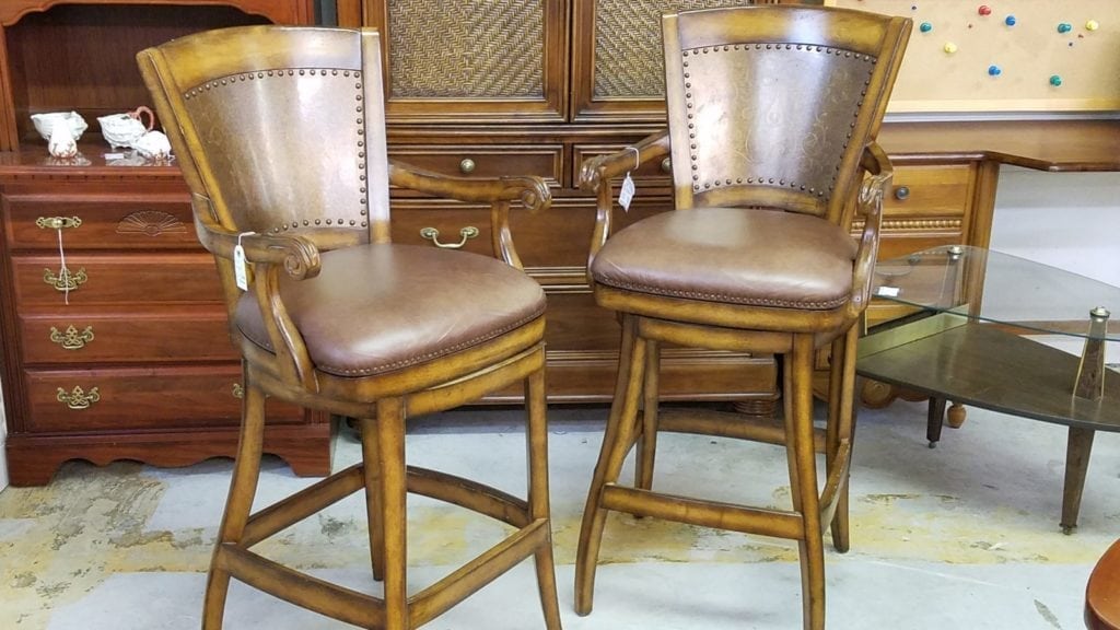 leather swivel bar chairs •