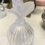 Vintage Perfume Bottle • Vintage crystal perfume bottle with a frosted crystal stopper Made in France. Beautiful on a vanity or in a bathroom or grouped with other perfume dispenser bottles.
