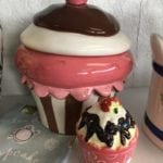 Cupcake Cookie Jar • Delicious looking ceramic cupcake cookie jar with heart shaped handle. Pair with our mini cupcake, fill with sweet treats and you have the perfect gift!