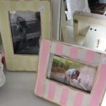 Assorted Striped Picture Frames • Darling wooden frames available in two sizes and two colors. Faint stripes lightly distressed are just waiting for your perfect picture!