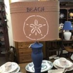 Nautical Lamp • Beachy Blue Lamp with Sand dollar shade. Perfect for any beach house.