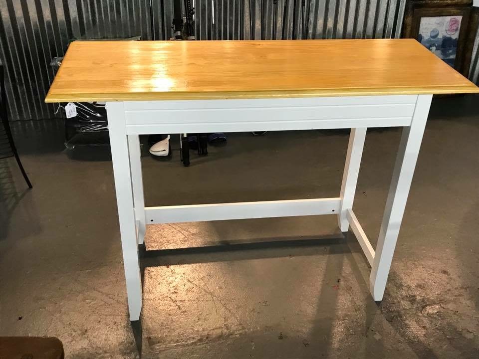 Console Table • This Magnolia Inlet Designs original table is perfect to add additional work/seating in the kitchen, would make a fabulous coffee bar or serving piece in the dining room. Add a wine fridge/ice maker below and it’s a great drink bar!