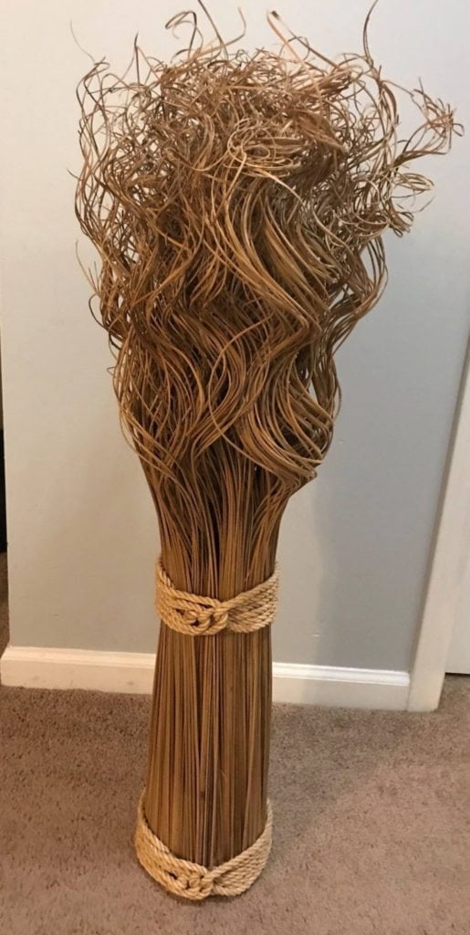 Straw Floral Decor • This unique piece adds interest in any decor. I can customize it to match your design. Measures 39” tall