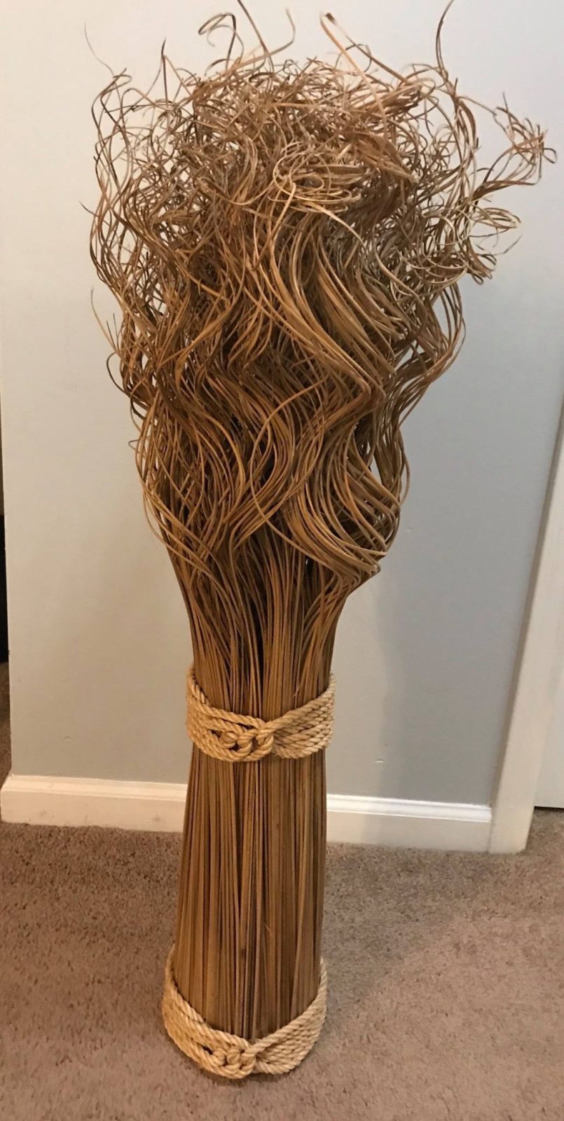 Straw Floral Decor • This unique piece adds interest in any decor. I can customize it to match your design. Measures 39” tall