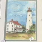 Signed Watercolor Donna Elias • This is a beautiful watercolor painting signed by the actual artist it is called Sandy Hook Light painted by Donna Elias this is signed by her it is a beautiful watercolor the size of the watercolor painting is 7 1/2 x 5 1/2 or 8”x10” framed