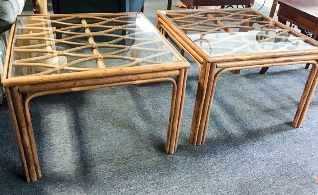 Larger Coffee or End Tables (2) • I have two larger coffee tables or end tables depending on where you’re using it at could be used for either depending on the space these are 29 1/2” by 29 1/2” by 20” tall they are $40 each