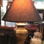 Gold Lamp • Single lamp. Simple shape in a fabulous gold finish.  Nice size for a desk or buffet.