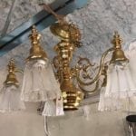 Hanging Brass Light Fixture • Lovely as it is, this fixture can be ReDesigned into almost anything you can imagine! Don’t need more light indoors?  We can rewire for safe use outdoors, change it to a candle holder for soft mood lighting. Or have you seen these as bird feeders?