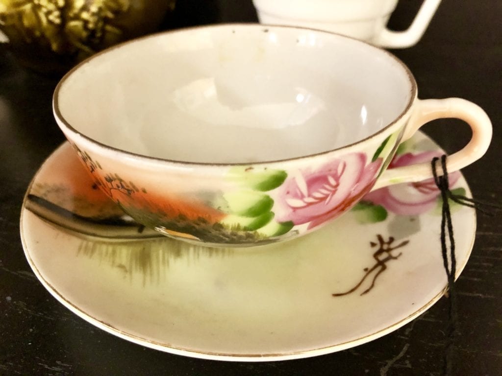 Hand painted Teacup & Saucer • Beautiful handpainted floral pattern teacup and saucer from Japan. Makes a great special gift for a tea lover.