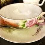 Hand painted Teacup & Saucer • Beautiful handpainted floral pattern teacup and saucer from Japan. Makes a great special gift for a tea lover.