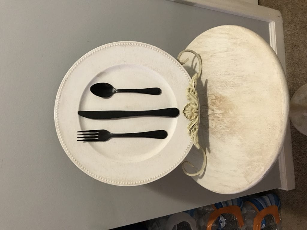 Kitchen or Dining area Decor • This ReDesign is the perfect accent for your kitchen or dining area. This piece is done in antiqued white with hammered finish bronze utensils. Can be hung or displayed in an easel. 
I can custom create in your choice of colors &  styles. *Price varies*