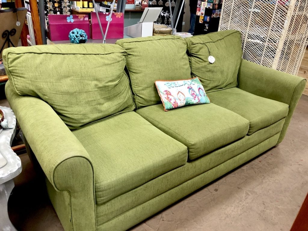 Lime Green Sleep Sofa • Very comfy line green sleep sofa. Let your guests sleep in comfort with this nice sofa.