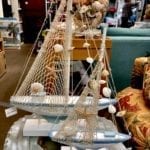 Decorative Sailboats with Netting • Unique wooden decorative sailboats with netting and shells. Perfect for that beach room or sunroom. Large is $35 and small sailboat is $15