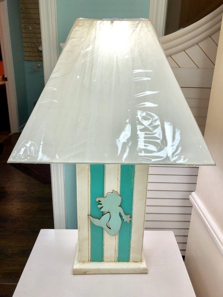 Colorful Mermaid Lamp • Unique wooden colorful mermaid lamp. Great for that beachy room in your home, or for a beach condo.