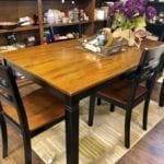 Wood Rectangle Dining Set • Lovely rectangle wood dining set with 4 chairs. Accent of black makes this a stunning piece. 36’ x 60’