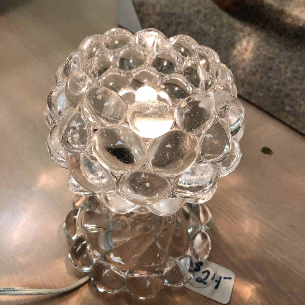 Glass Light • Glass Light great for a night light or ambiance. Perfect on a side table or dresser.  Would be extra pretty with color glass marbles Sells for $24