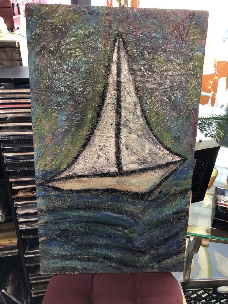 Textured Sailboat Wall Art • 30” tall