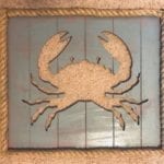 Coastal/Beachy Crab Themed Wall Art • Updated coastal/beachy decor. Fabulous indoors and sealed for outdoors. Measures 16”x18”. 
Available for pick up in Murrells Inlet, Garden City or will deliver for an additional fee.