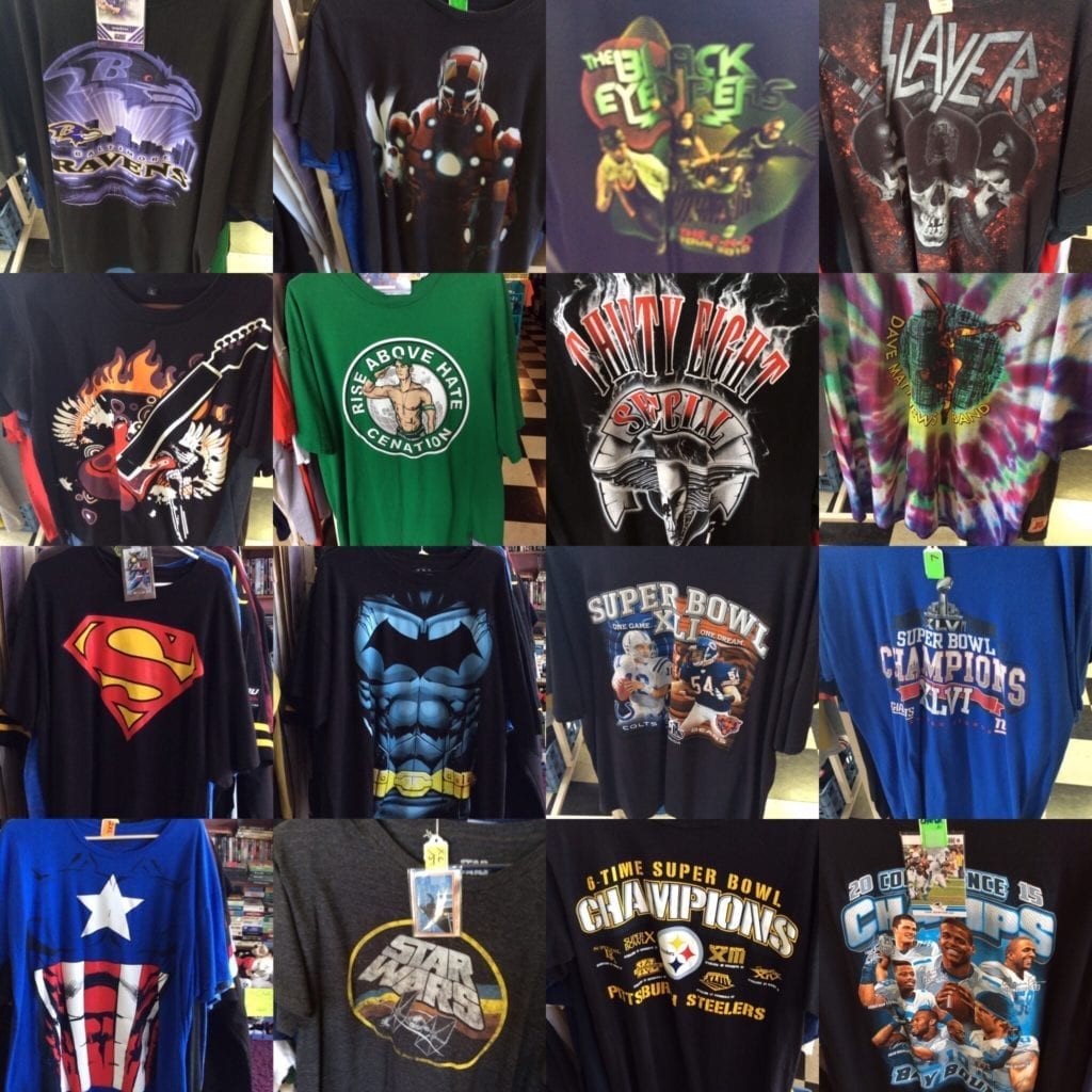 T SHIRTS • T SHIRTS   SPORTING, BAND, SUPER HEROES, TOURS, & MORE
PLEASE CONTACT US FOR PRICE CONDITION & AVAILABILITY 
843-424-000