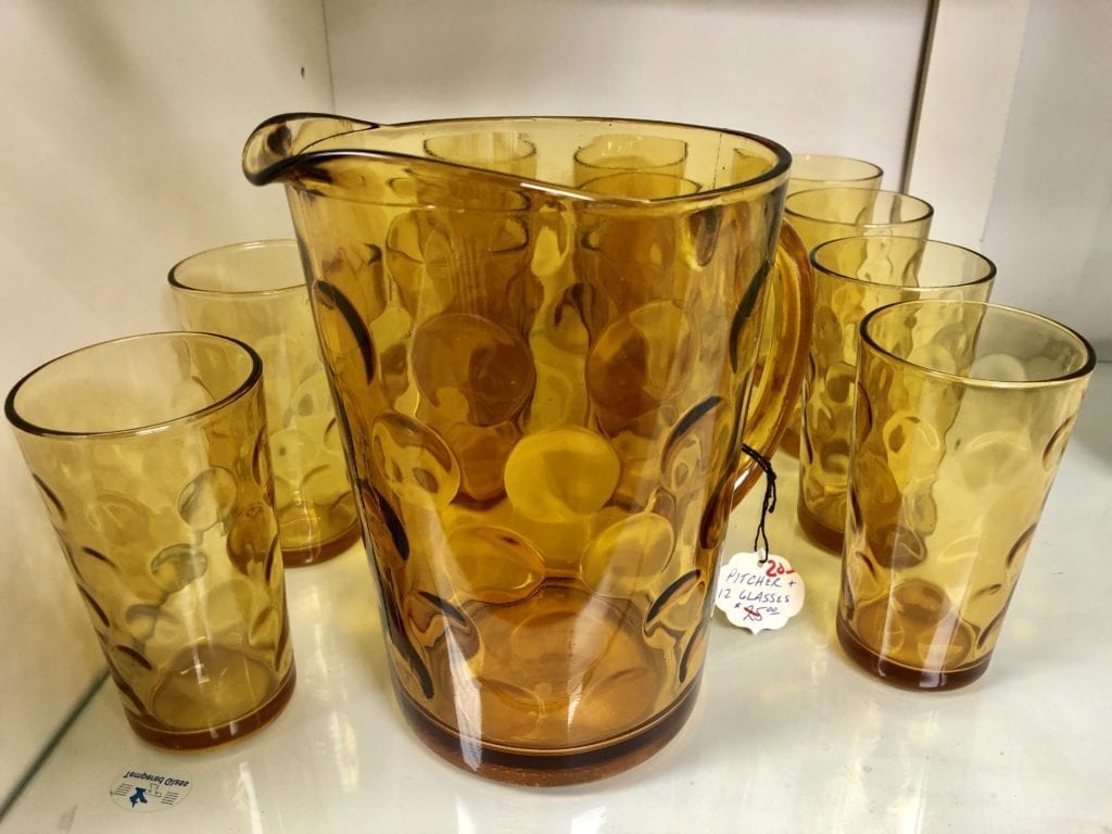 Amber Pitcher & Glasses Set •